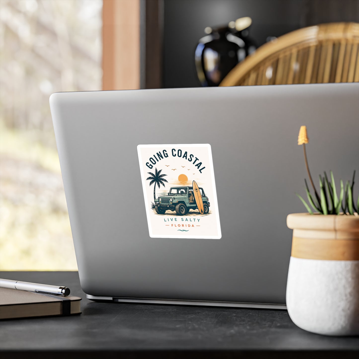 Going Coastal Jeep Vinyl Sticker — "Live Salty Florida" Jeep & Surf Decal