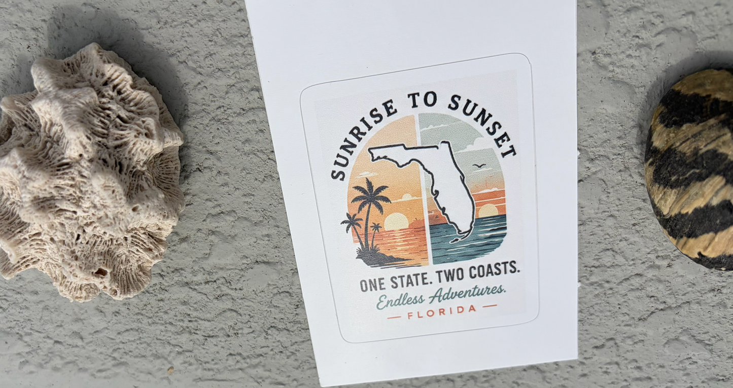Going Coastal Florida Sunset Vinyl Decal — "Sunrise to Sunset" Kiss-Cut Sticker