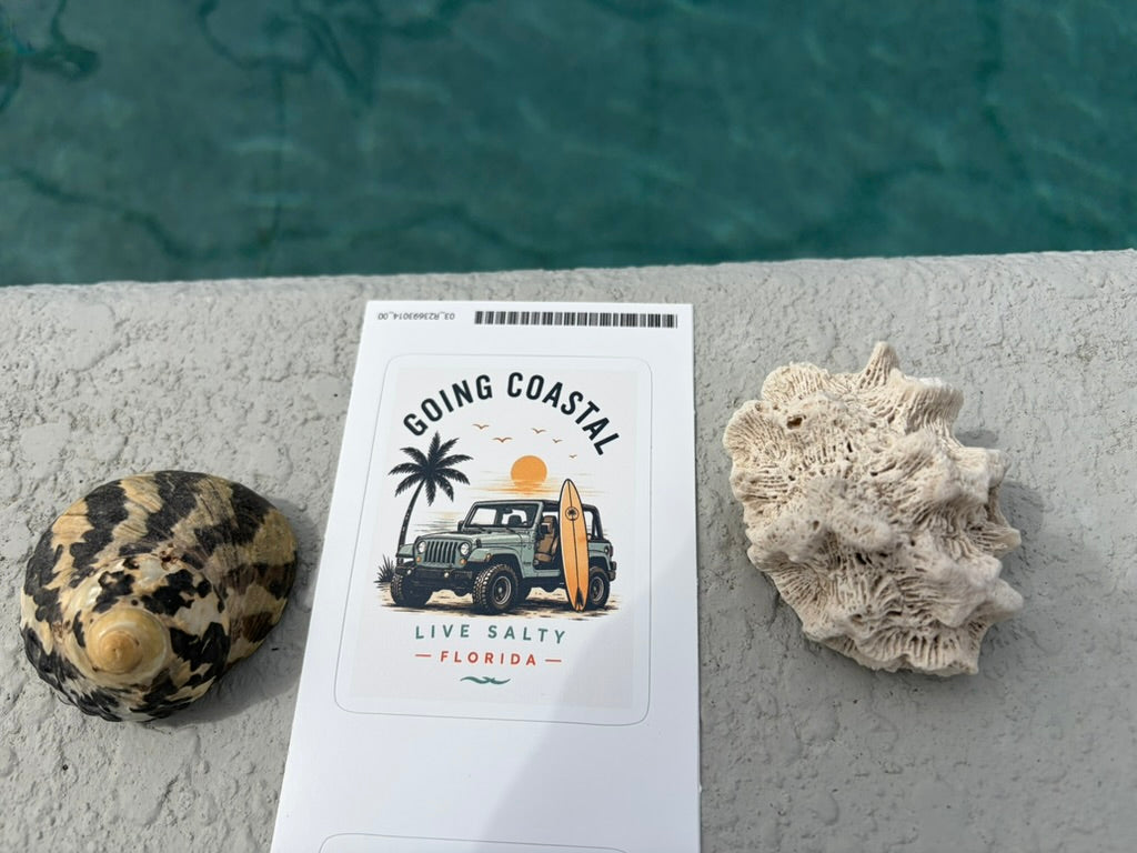 Going Coastal Jeep Vinyl Sticker — "Live Salty Florida" Jeep & Surf Decal