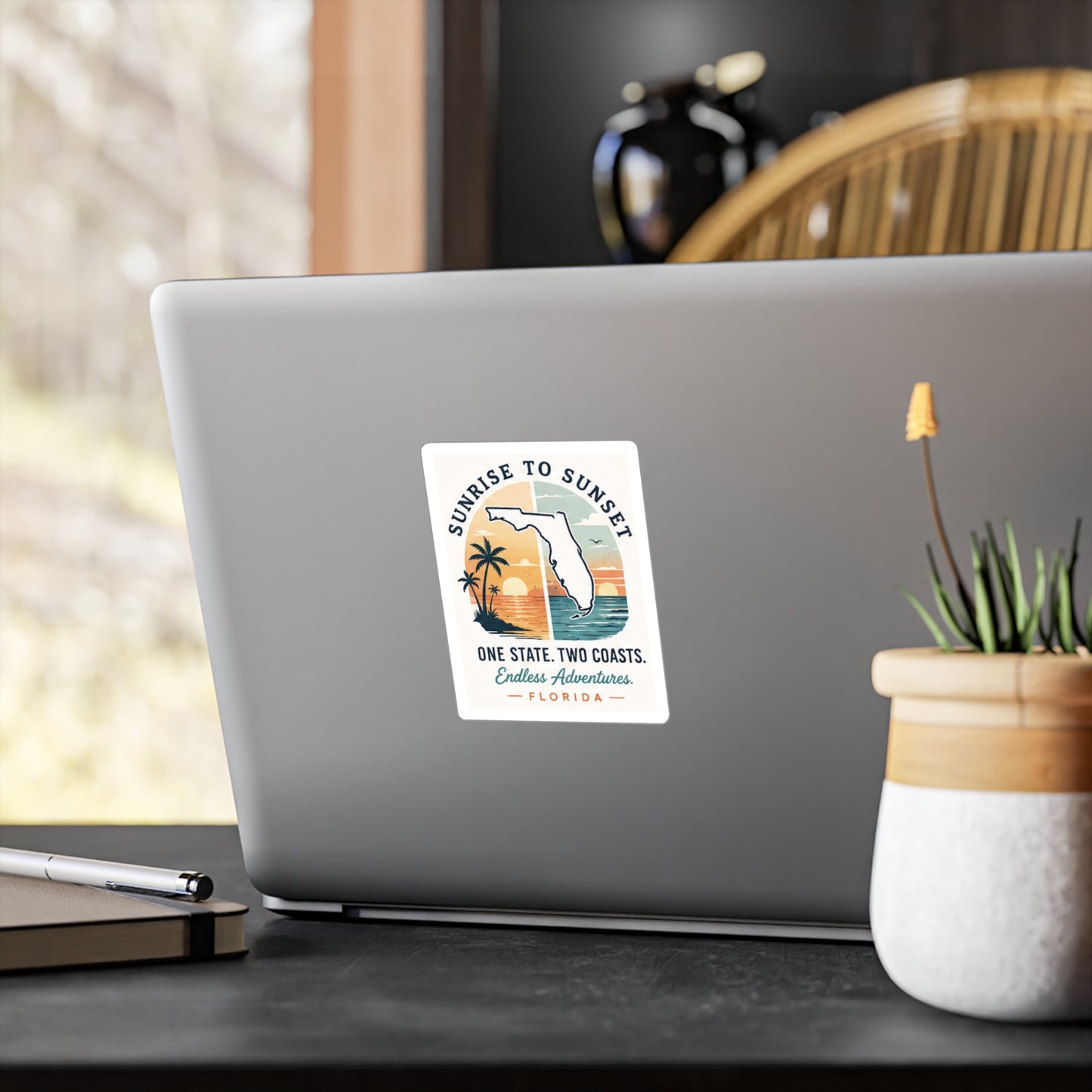Going Coastal Florida Sunset Vinyl Decal — "Sunrise to Sunset" Kiss-Cut Sticker
